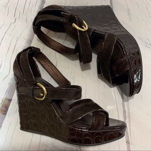 COACH Marlla Stitched Wedges - Dark Brown
